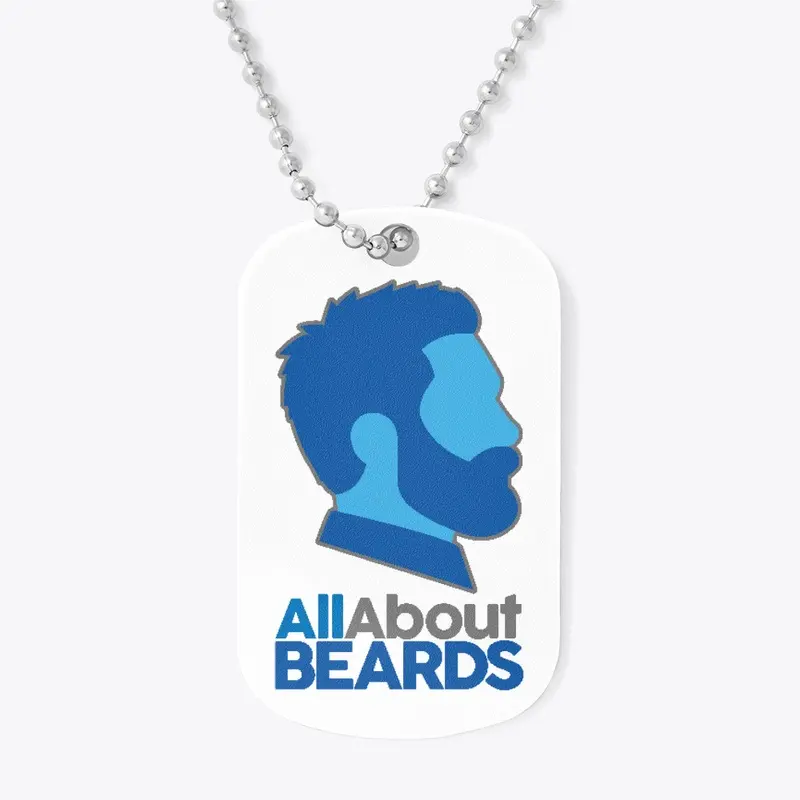 All About BEARDS logo, blue, vertical