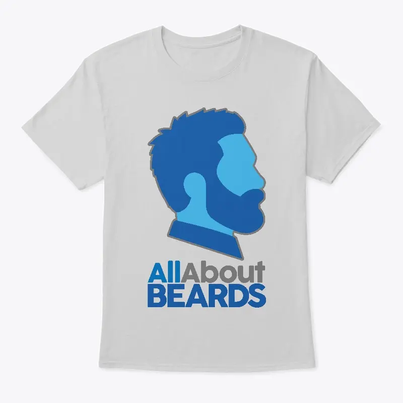 All About BEARDS logo, blue, vertical