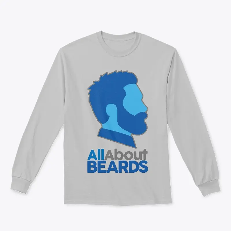 All About BEARDS logo, blue, vertical