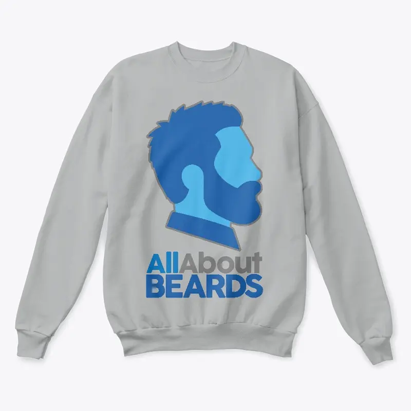 All About BEARDS logo, blue, vertical