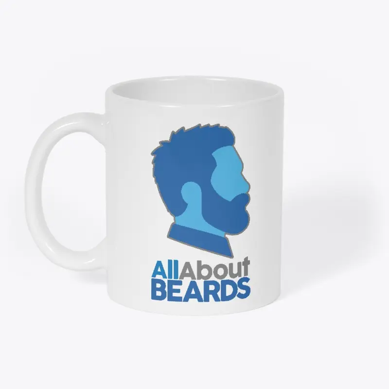 All About BEARDS logo, blue, vertical