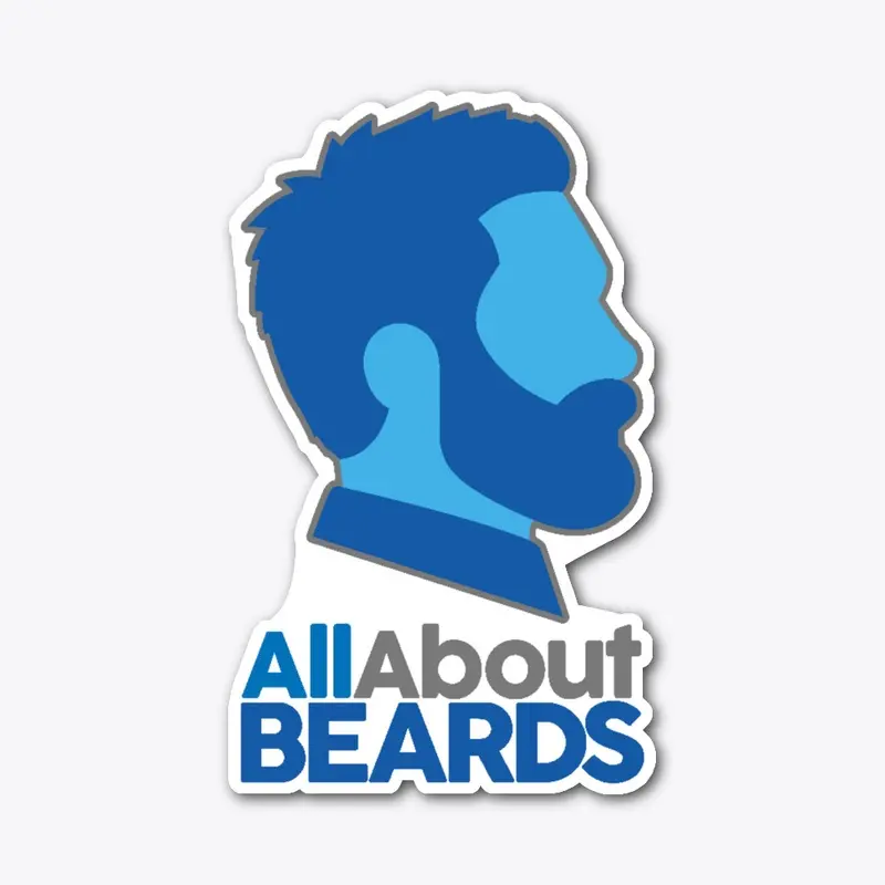 All About BEARDS logo, blue, vertical