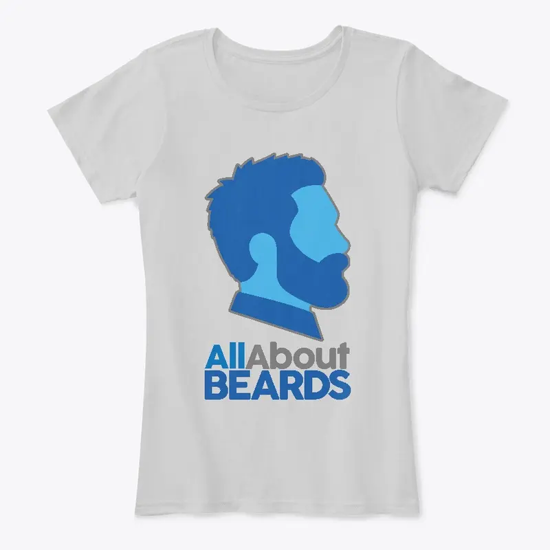 All About BEARDS logo, blue, vertical