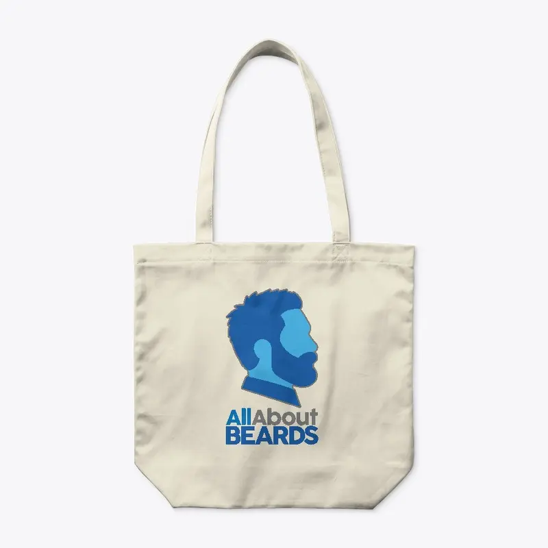 All About BEARDS logo, blue, vertical